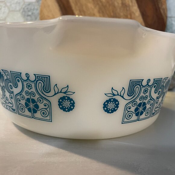 Vintage Pyrex Horizon Blue Casserole Dish 475 B 2.5 Quart Blue on White No Lid - Picture 6 of 7